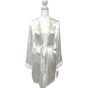 Linea Donatella White Satin Embroidered Robe